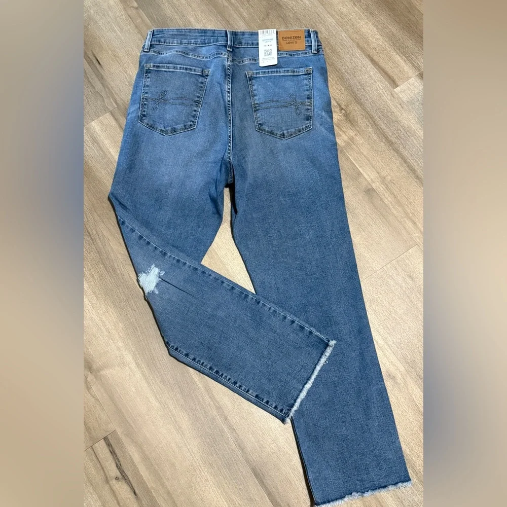 Levi's Blue Straight Leg High Rise Jeans with Slimming Tummy Panel - Picture 4 of 6